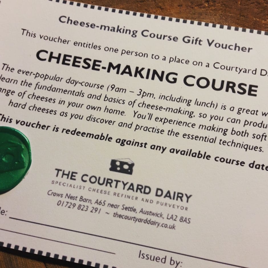 Cheese Making Course Gift Voucher